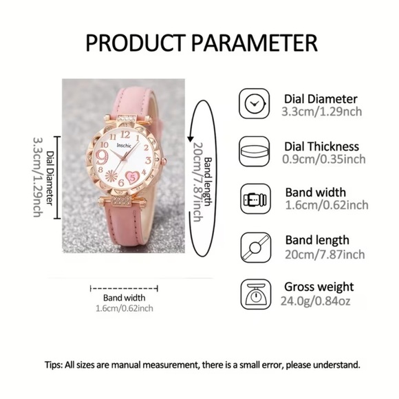 NWT 6-Piece Heart-Shaped Watch & Jewelry Accessory Set – Pink - Picture 3 of 10